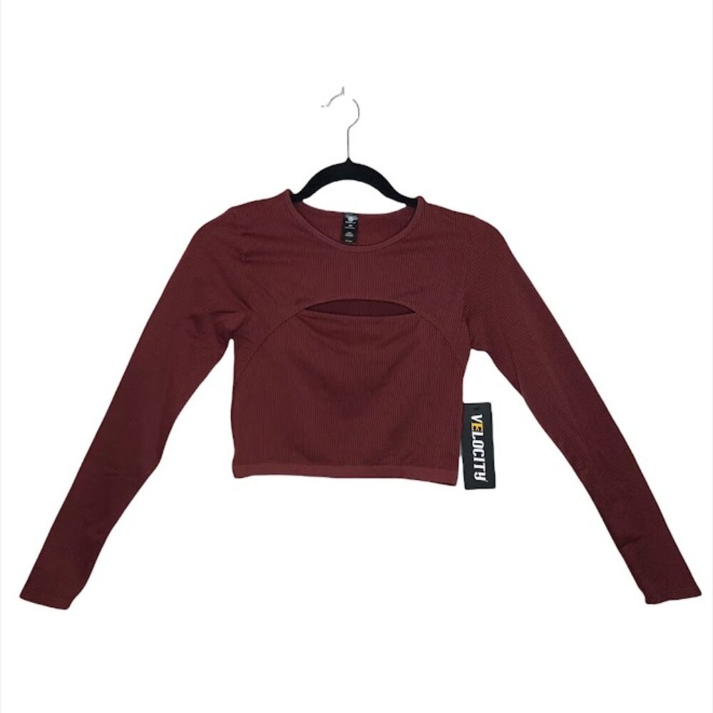Velocity Ribbed Cropped Long Sleeve Shirt Size M